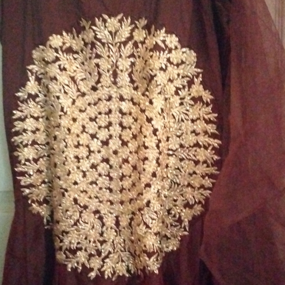 Indian Gown Dress Wine Red Color Size Petite Large - Picture 6 of 8